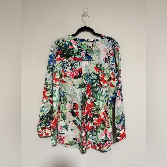 Talbots Floral Long Sleeve Popover Tunic Top Size 2X Tropical Cruise Hawaiian - Picture 2 of 8